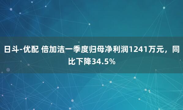 日斗-优配 倍加洁一季度归母净利润1241万元，同比下降34.5%